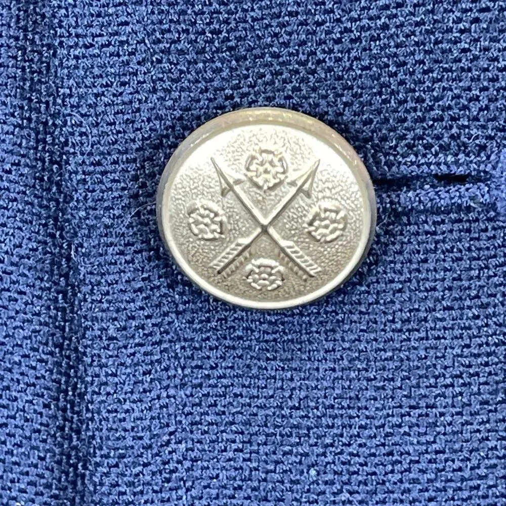 Vintage Savile Row Men 40R Navy Sport Coat Gold Button Wool Blend Blazer Classic